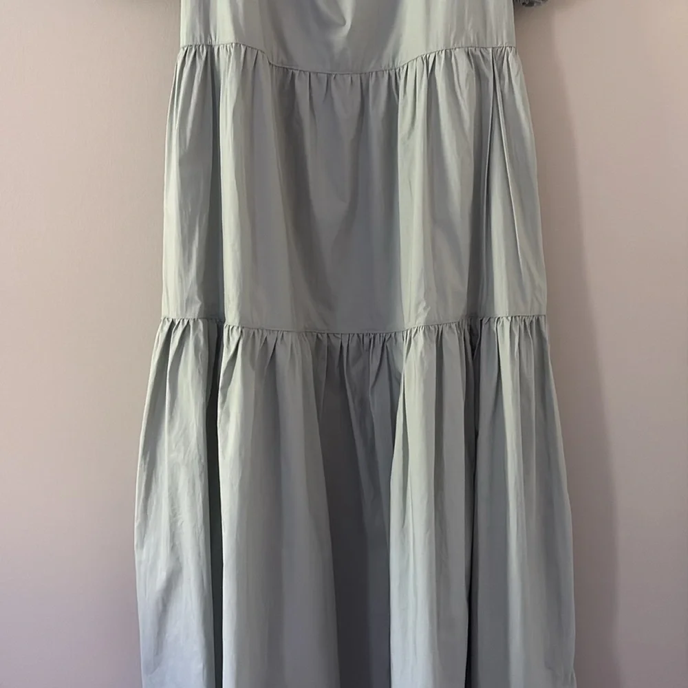 ASTR The Label llana Midi Dress Puff Sleeve Tiered‎ Skirt Tie Back Light Green M